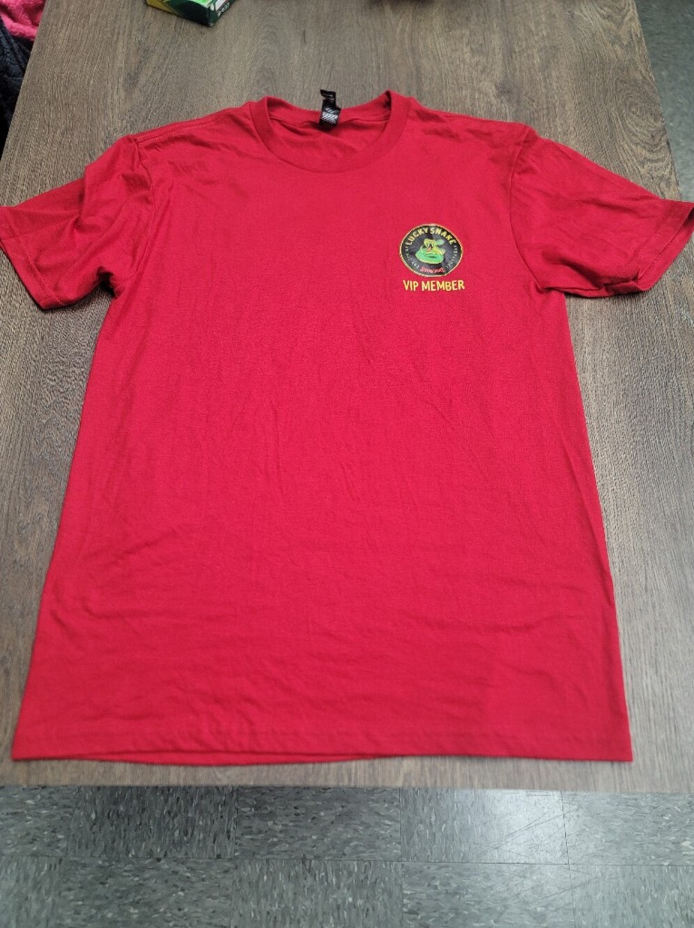 NWT District Lucky Snake VIP Member Red Cotton, Polyester, Rayonne Graphic Tee